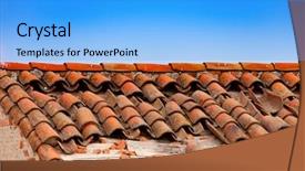  Presentation with roof - Presentation theme with roof of a cottage damage background and a light blue colored foreground