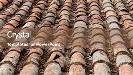  Presentation with house roof and roofing business - Beautiful slides featuring roof of a cottage damage backdrop and a tawny brown colored foreground