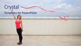  Presentation with roof - Beautiful theme featuring roof of a multistory building backdrop and a sky blue colored foreground