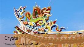  Presentation with phoenix - Slides having roof of chinese temple background and a gold colored foreground