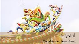  Presentation with phoenix - Colorful presentation design enhanced with roof of chinese temple backdrop and a  colored foreground