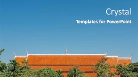  Presentation with thai temple - Audience pleasing presentation design consisting of roof-of-the-buddhist-thai backdrop and a teal colored foreground