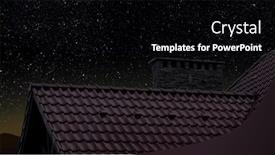  Presentation with blue night - PPT layouts with roof-of-the-house-under background and a black colored foreground