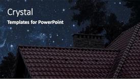  Presentation with blue night - Presentation theme consisting of roof-of-the-house-under background and a wine colored foreground