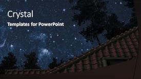  Presentation with blue night - Presentation having roof-of-the-house-under background and a wine colored foreground