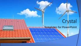  Presentation with solar panel - Presentation design consisting of roof of the house background and a light blue colored foreground