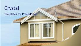  Presentation with house window - Presentation theme with house with nice window background and a sky blue colored foreground