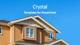  Presentation with house window - Cool new slide set with affordable housing - roof of the house backdrop and a teal colored foreground