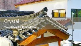  Presentation with korean house - Theme enhanced with roof-of-traditional-korean-house background and a coral colored foreground