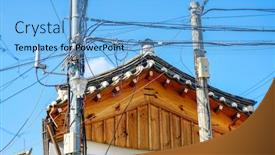  Presentation with korean house - Cool new slides with roof-of-traditional-korean-house backdrop and a light blue colored foreground