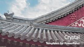  Presentation with white clay tiled roof - Colorful slide set enhanced with roof tiles on chinese building backdrop and a  colored foreground