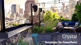  Presentation with new york city - Audience pleasing PPT theme consisting of roof-top-terrace-in-new backdrop and a tawny brown colored foreground
