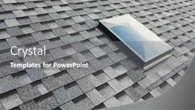  Presentation with shingles roof - Amazing PPT theme having roof-window-on-shingles-flat backdrop and a gray colored foreground