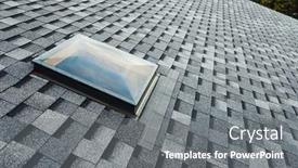 Presentation with shingles roof - PPT theme enhanced with roof-window-on-shingles-flat background and a gray colored foreground