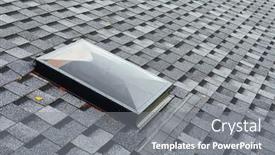  Presentation with flat roof - Amazing slide set having roof-window-on-shingles-flat backdrop and a gray colored foreground