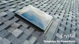  Presentation with shingles roof - Slide set with roof-window-on-shingles-flat background and a gray colored foreground