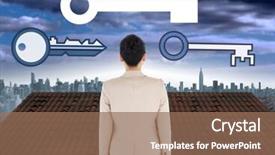  Presentation with night sky - Slides consisting of roof with city sky background and a coral colored foreground