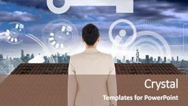  Presentation with night sky - Slide deck enhanced with roof with city sky background and a violet colored foreground