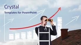  Presentation with house roof and roofing business - Audience pleasing theme consisting of roof with incremented bar chart backdrop and a sky blue colored foreground