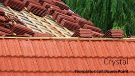  Presentation with ceramic tiles - PPT theme featuring roofing-construction-with-clay-roof background and a red colored foreground