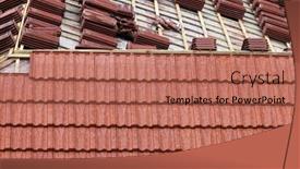  Presentation with ceramic tiles - Presentation design with roofing-construction-with-clay-roof background and a coral colored foreground