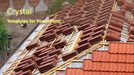  Presentation with ceramic tiles - Slide set featuring roofing-construction-with-clay-roof background and a tawny brown colored foreground