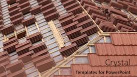  Presentation with ceramic tiles - PPT theme enhanced with roofing-construction-with-clay-roof background and a coral colored foreground