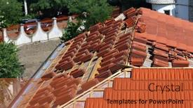  Presentation with ceramic tiles - Presentation theme with roofing-construction-with-clay-roof background and a red colored foreground