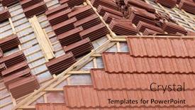  Presentation with ceramic tiles - PPT theme featuring roofing-construction-with-clay-roof background and a coral colored foreground