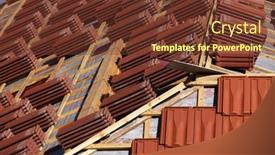  Presentation with ceramic tiles - Slides with roofing-construction-with-clay-roof background and a tawny brown colored foreground