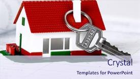  Presentation with house key - Amazing slide deck having roofing cost - family house with key real backdrop and a sky blue colored foreground
