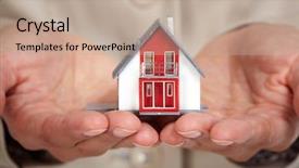  Presentation with cost - Slide deck with roofing cost - hands with little house real background and a mint green colored foreground