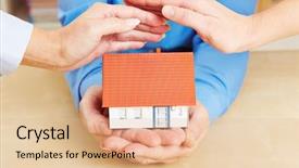  Presentation with cost - Presentation with roofing cost - people protecting a small house background and a coral colored foreground