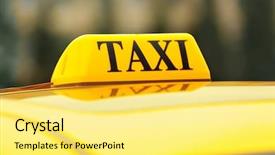  Presentation with cost - Slide set having roofing cost - taxi sign on yellow car background and a yellow colored foreground