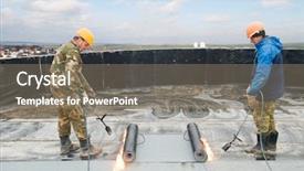  Presentation with roll - Slide set featuring roofing felt installation with heating background and a gray colored foreground