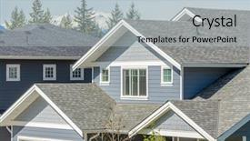  Presentation with house window - PPT theme consisting of roofing shingles - roof of the house background and a lemonade colored foreground