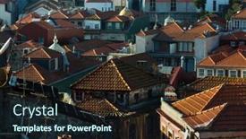  Presentation with old buildings - Colorful presentation enhanced with roofs-buildings-in-the-center backdrop and a wine colored foreground