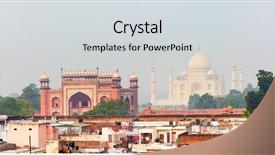  Presentation with taj mahal - Beautiful slide set featuring roofs of agra uttar pradesh backdrop and a sky blue colored foreground