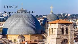  Presentation with bird eye view - Colorful presentation theme enhanced with roofs-of-jerusalem-domes backdrop and a light blue colored foreground