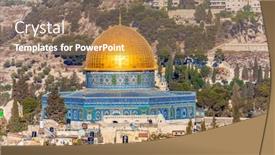  Presentation with pilgrim - Slide set enhanced with roofs-of-jerusalem-with-sunset background and a coral colored foreground
