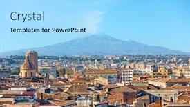  Presentation with volcano - Cool new PPT layouts with roofs-of-the-old-town backdrop and a arctic colored foreground