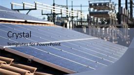  Presentation with solar panels - PPT theme consisting of rooftop solar panels background and a light blue colored foreground