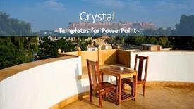  Presentation with tourism in india - Colorful slide deck enhanced with rooftop-table-with-chairs backdrop and a teal colored foreground