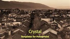  Presentation with old china - Colorful PPT theme enhanced with rooftop view at sunset yunnan backdrop and a  colored foreground