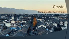  Presentation with old china - Theme consisting of rooftop view at sunset yunnan background and a soft green colored foreground