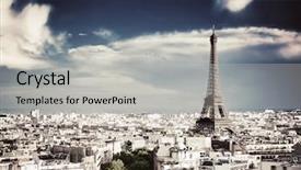  Presentation with eiffel tower - Audience pleasing slide set consisting of rooftop view on the eiffel backdrop and a light gray colored foreground