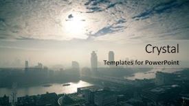  Presentation with foggy - Slides enhanced with church financials - rooftop view over london background and a soft green colored foreground