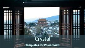  Presentation with old china - Beautiful slide deck featuring rooftop viewed from wuhua house backdrop and a ocean colored foreground