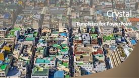  Presentation with korea - Presentation theme having rooftops in busan south korea background and a  colored foreground