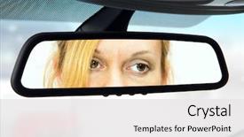  Presentation with rear view mirror - Slides with traffic rool - woman sits on driver's seat background and a white colored foreground